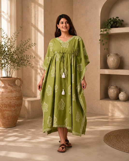 Lemon Green Maternity Kaftan for Women