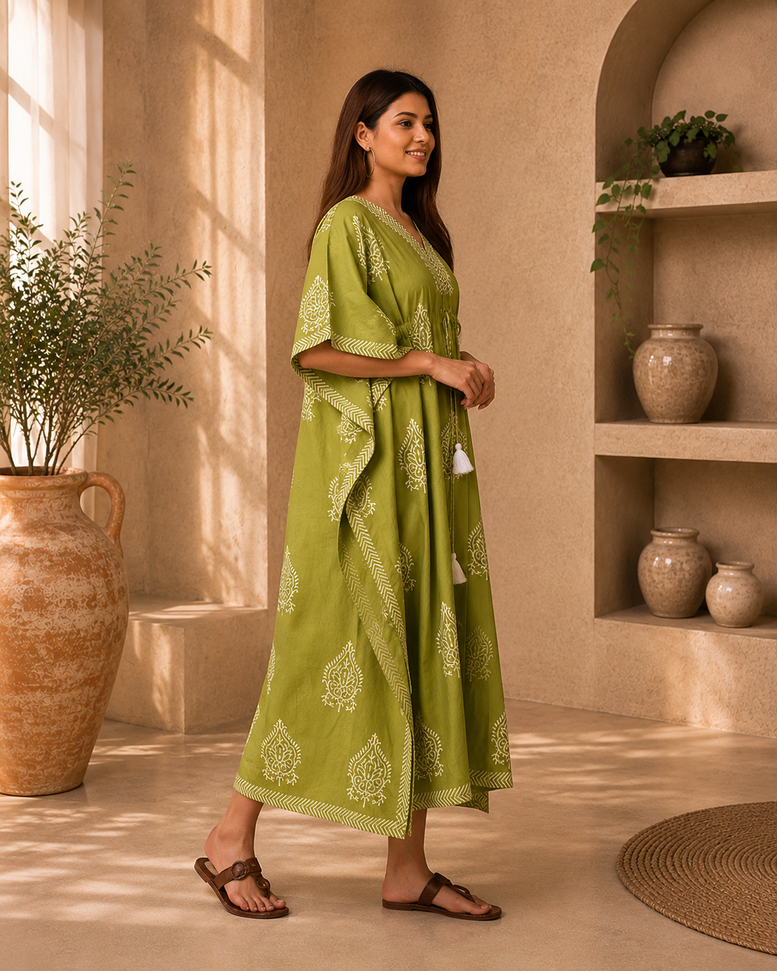 Lemon Green Maternity Kaftan for Women