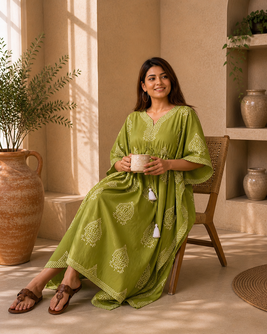 Lemon Green Maternity Kaftan for Women