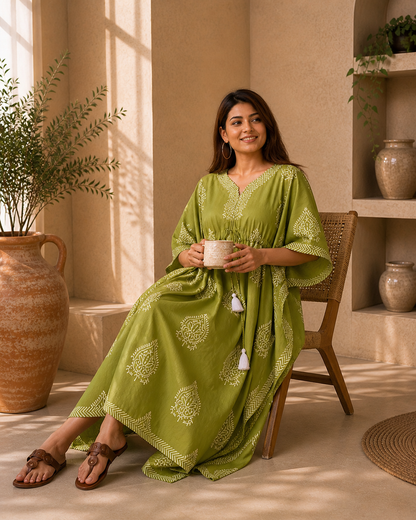 Lemon Green Maternity Kaftan for Women