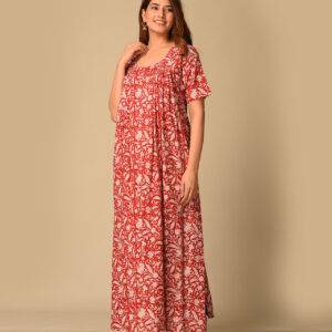 Floral Printed Cotton Nighty Gown