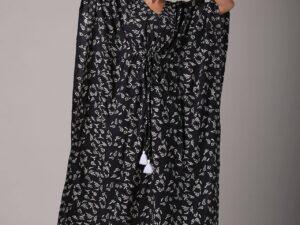 Black Cotton Printed Maternity Kaftan
