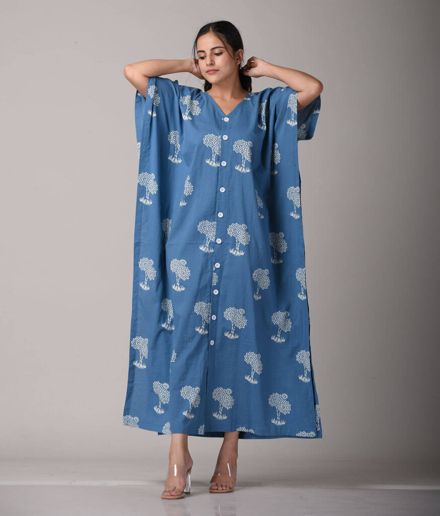 Cotton Printed Button Down Maternity Kaftan