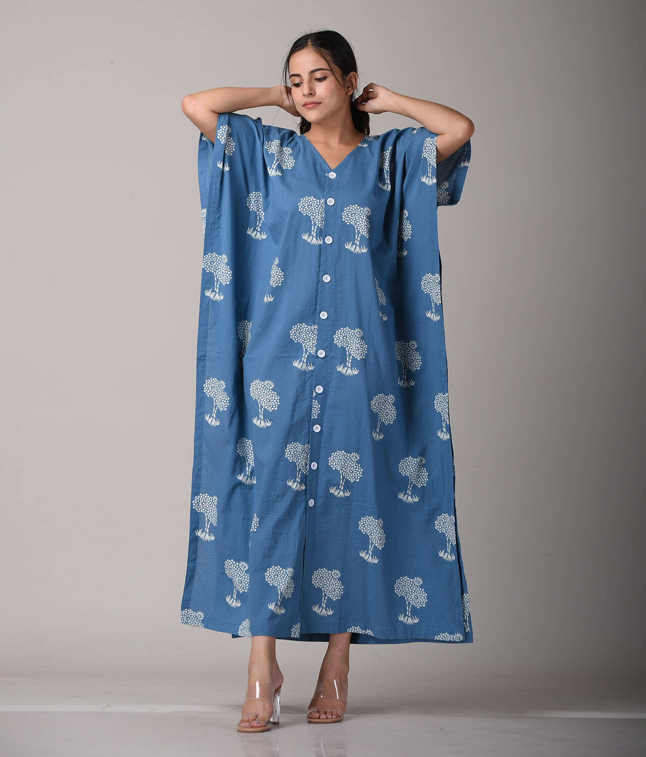 Cotton Printed Button Down Maternity Kaftan