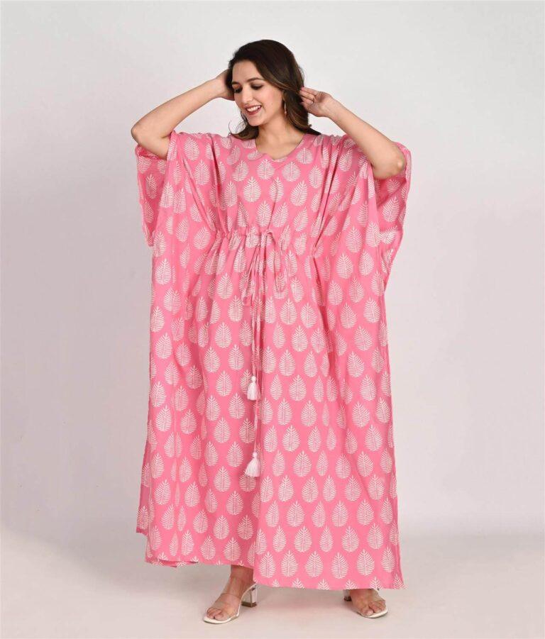Royal Pink Jaipuri Printed Maternity Kaftan...