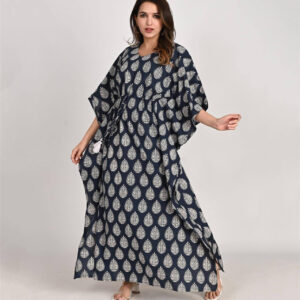 Printed Blue Cotton Kaftan