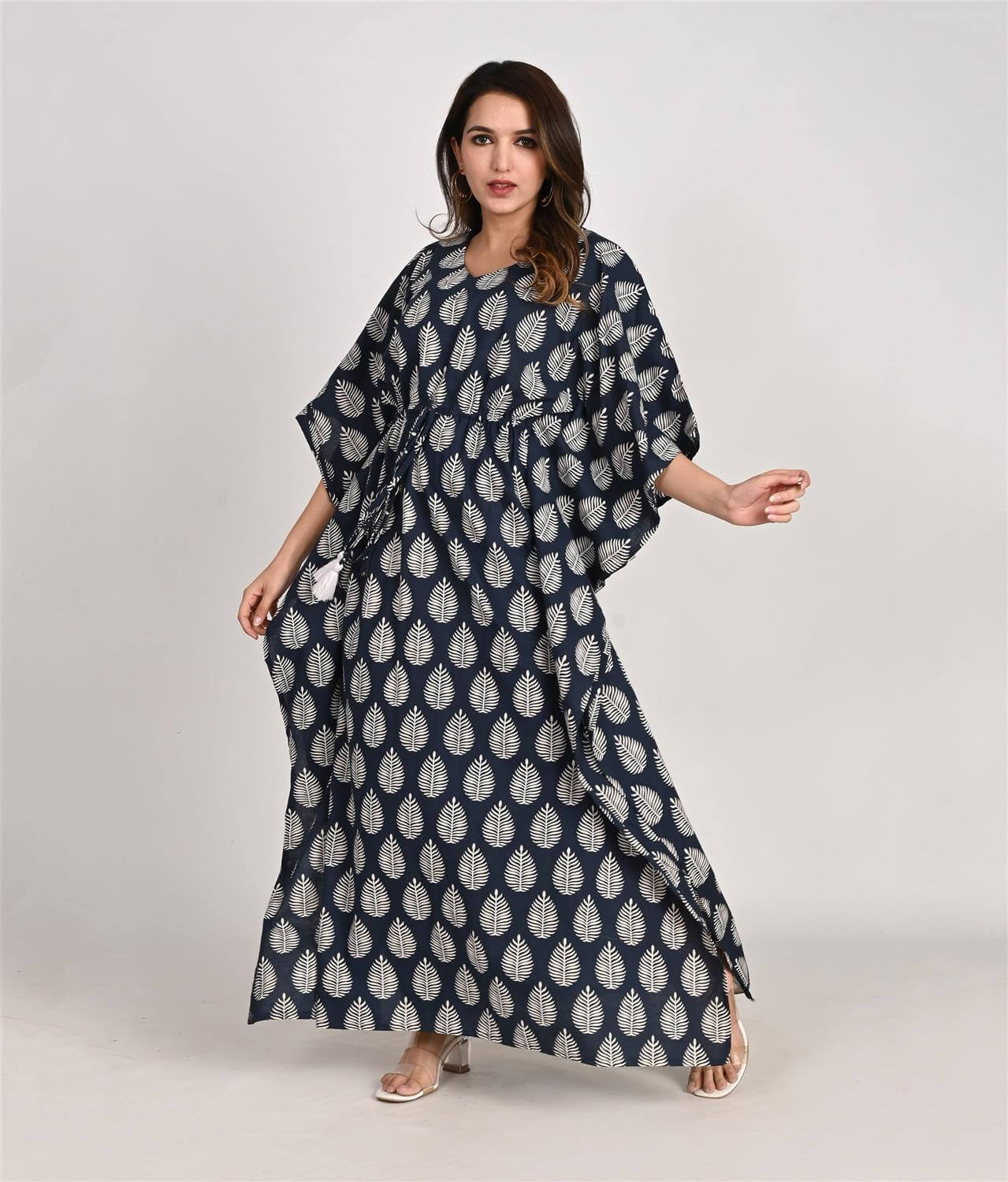 Printed Blue Cotton Kaftan